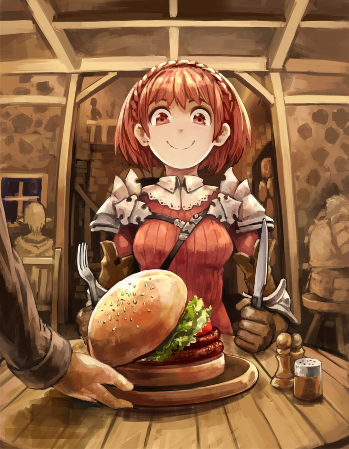 Девушка с едой арт